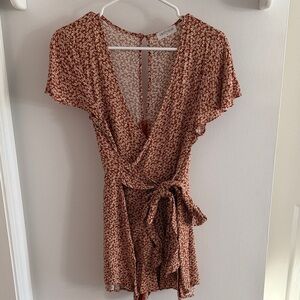 Floral Wrap Romper with Tie Waist